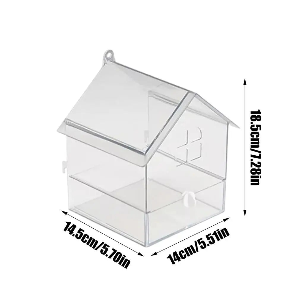 Auslaufsicheres Vogelbad aus Acryl mit Schublade – 14,5 × 14 × 18,5 cm für Wellensittiche