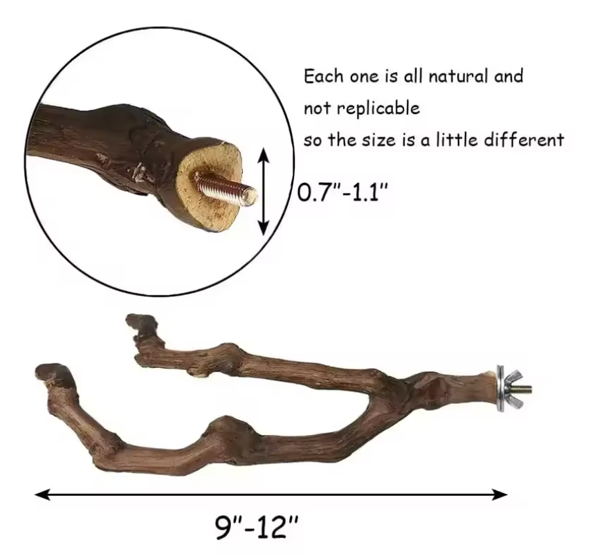 Papageiensitzstange aus Weinrebenholz, natürlich für Schnabel und Krallen, 25 cm