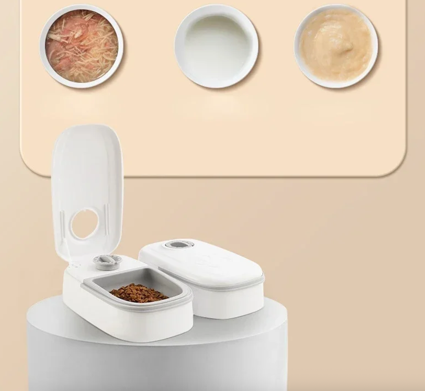 Automatischer Futterautomat für Haustiere, 700 ml – für Trocken- und Nassfutter, mit Timer