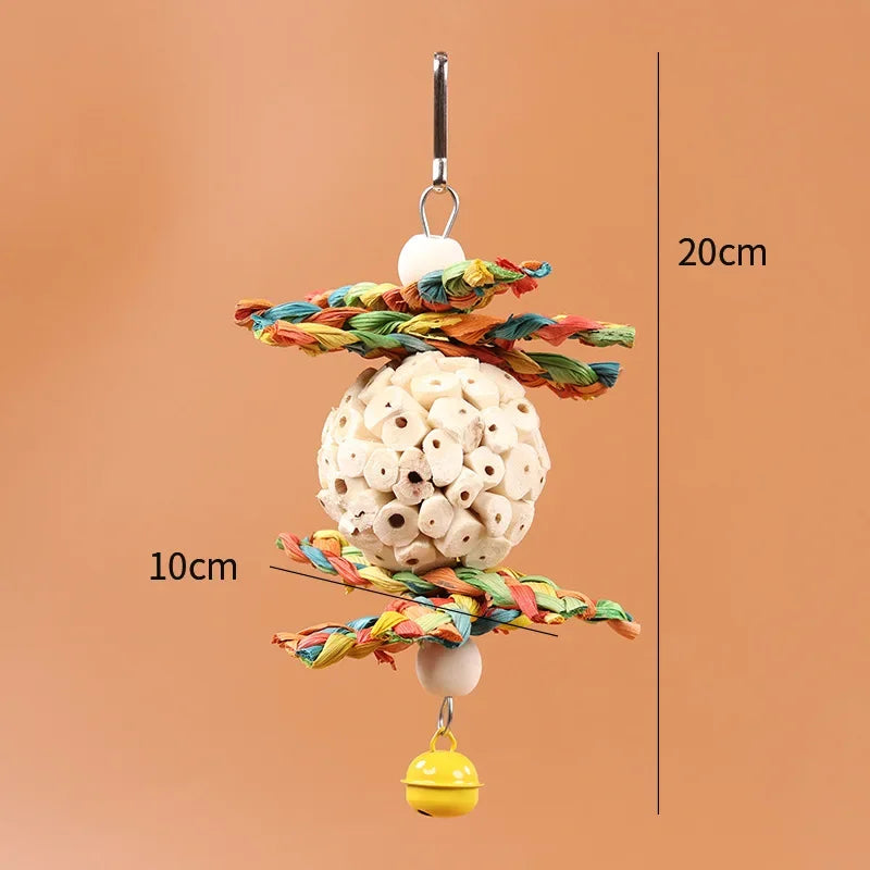 Interaktives Futtersuchspielzeug Papagei – Beißball aus Kunststoff, bunt