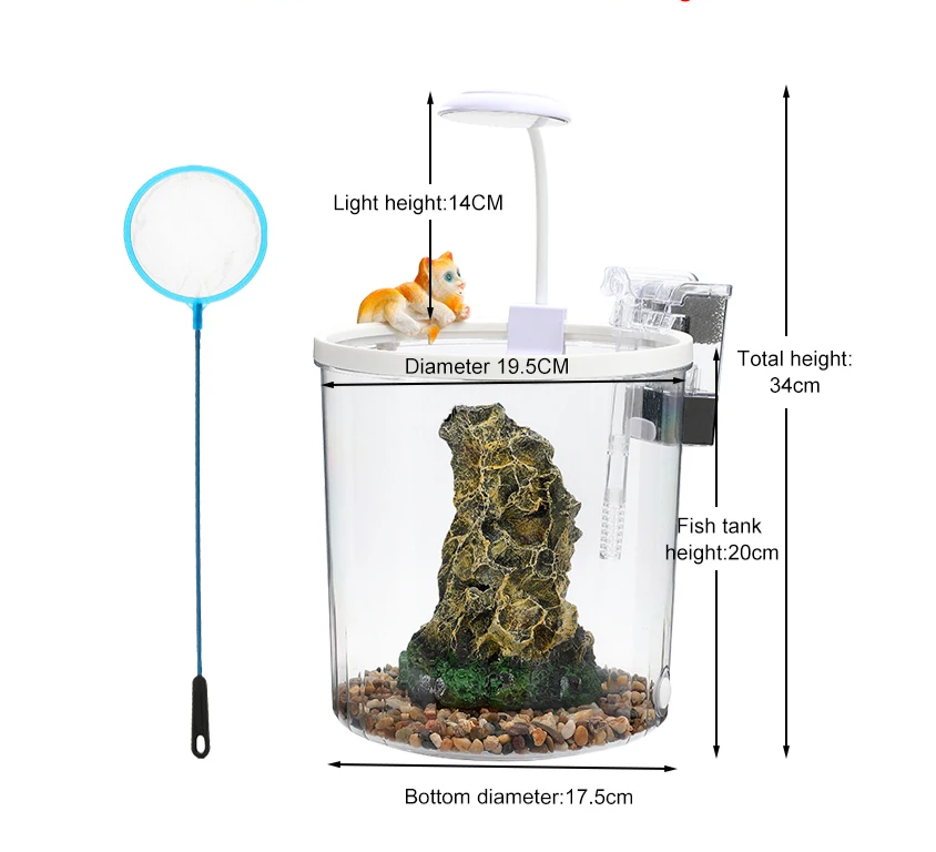 EcoFlow Kleines rundes Aquarium mit sauerstoffreichem Wasser