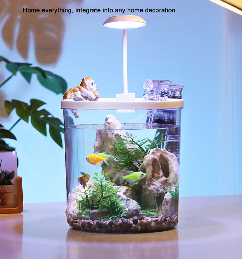 EcoFlow Kleines rundes Aquarium mit sauerstoffreichem Wasser