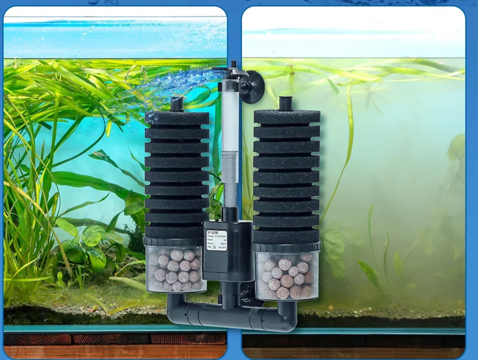 AquaSilent Leiser Aquariumfilter | Biochemischer Schwammfilter für Fischbecken & Garnelenbecken