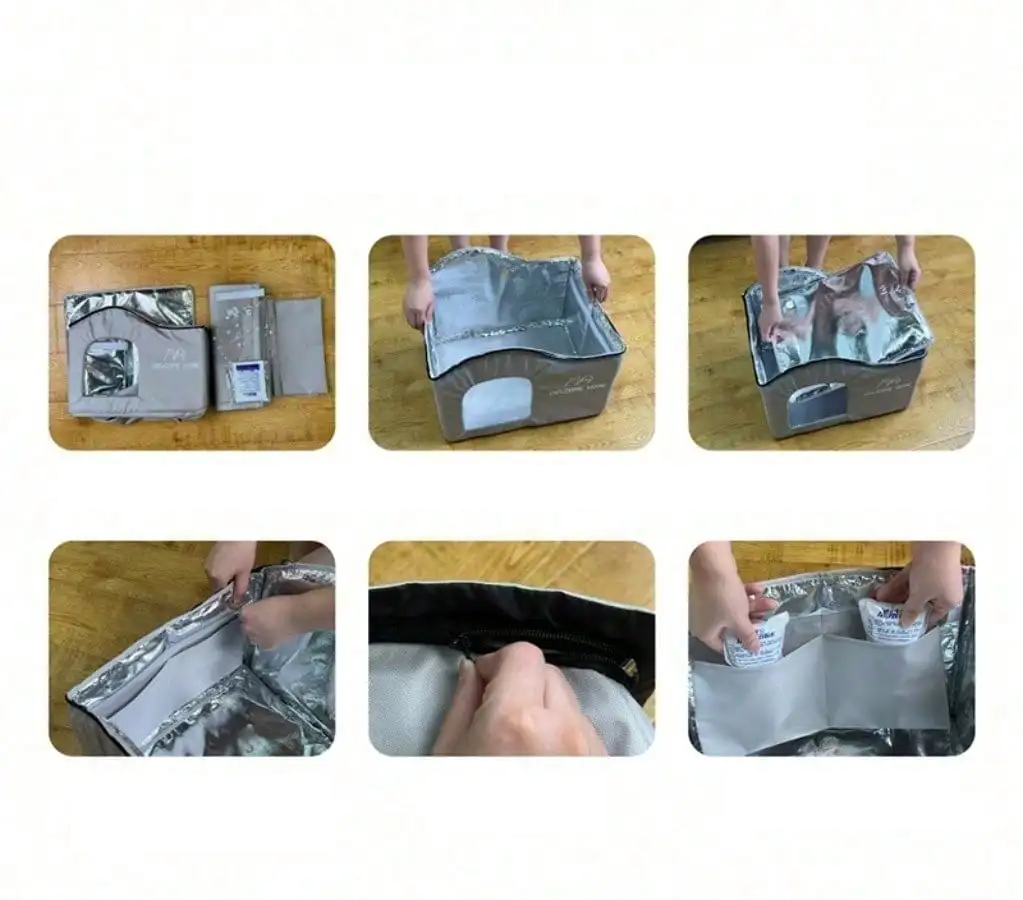 ThermaKool Faltbares, isolierendes Katzenhaus – 2-in-1: Kühlen & Wärmen mit Kühlakkus & Wendematratze