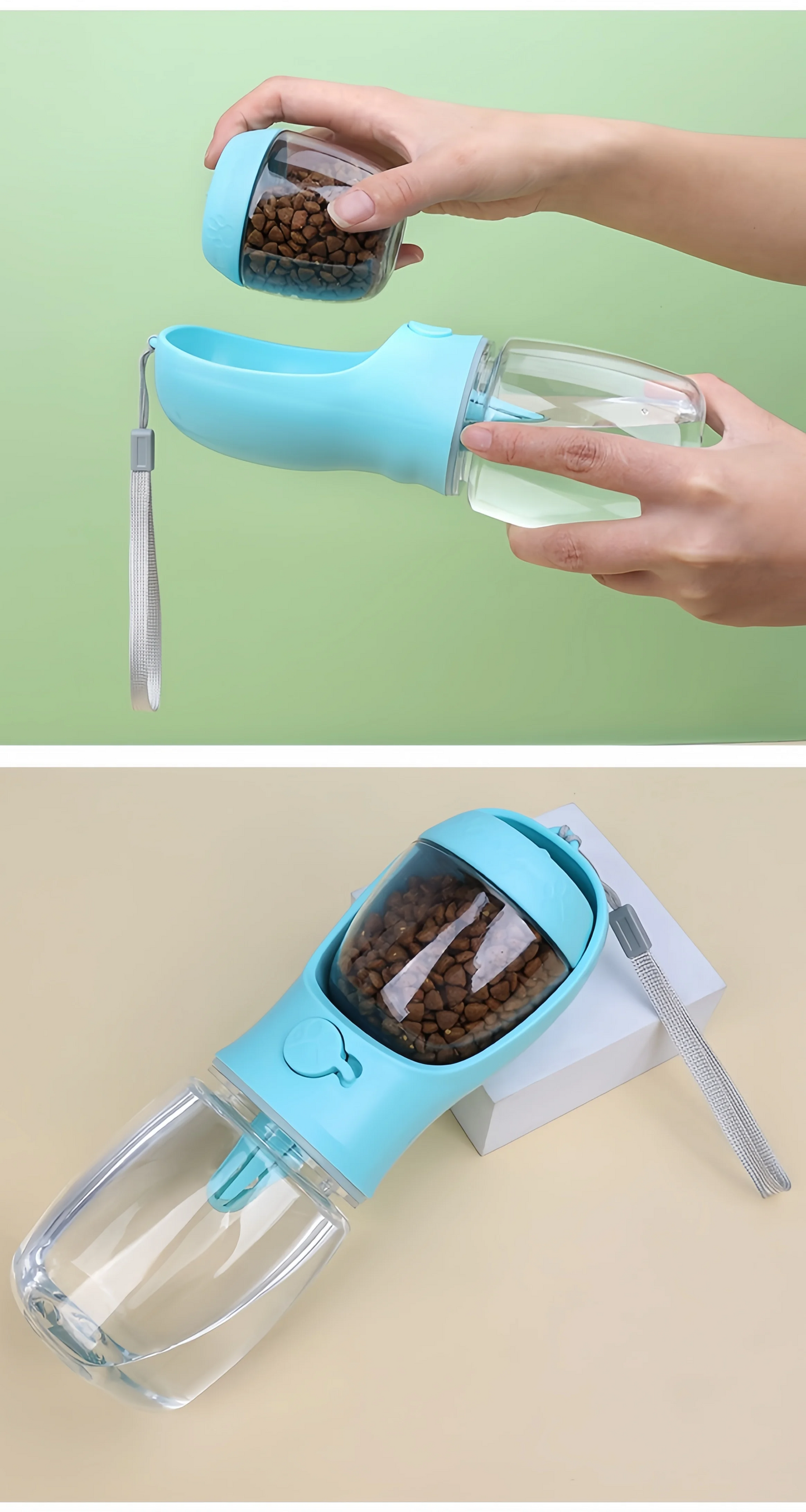 DUOPET 2-in-1 Tragbare Trinkflasche & Lebensmittelbehälter