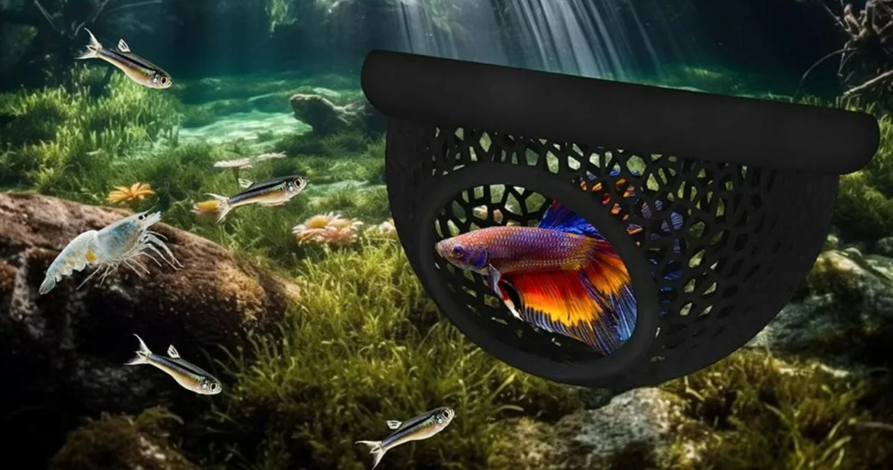 AquaHaven 3-in-1 Schwimmende Höhle & Futterring für Betta und Kleine Aquatische Haustiere