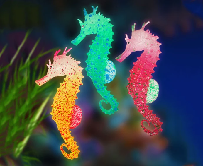 AquaGlow Leuchtendes Seepferdchen – Silikon Aquarium Dekoration mit Saugnapf