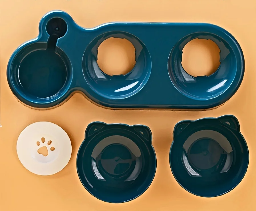 3-in-1 Katzenfutternapf-Set mit Wasserspender: Trinken & Fressen