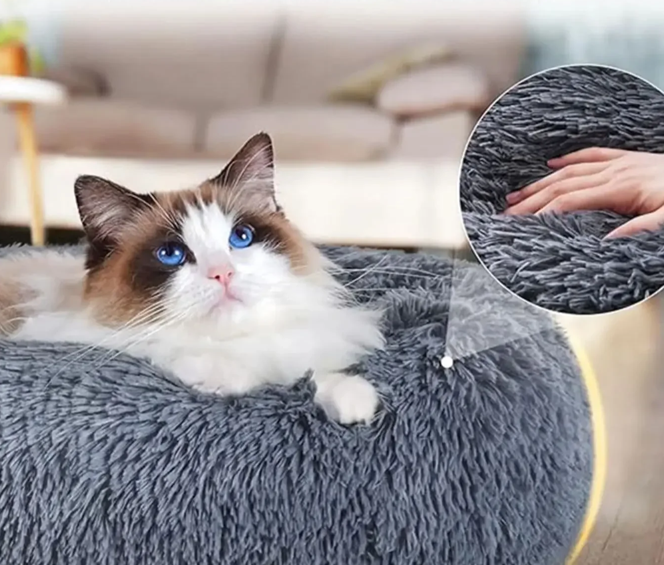 SnugNest Luxus-Rundbett für Haustiere