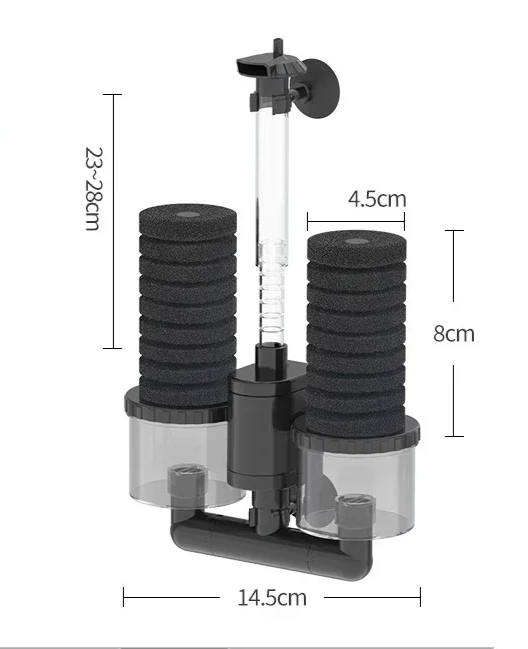 AquaSilent Leiser Aquariumfilter | Biochemischer Schwammfilter für Fischbecken & Garnelenbecken