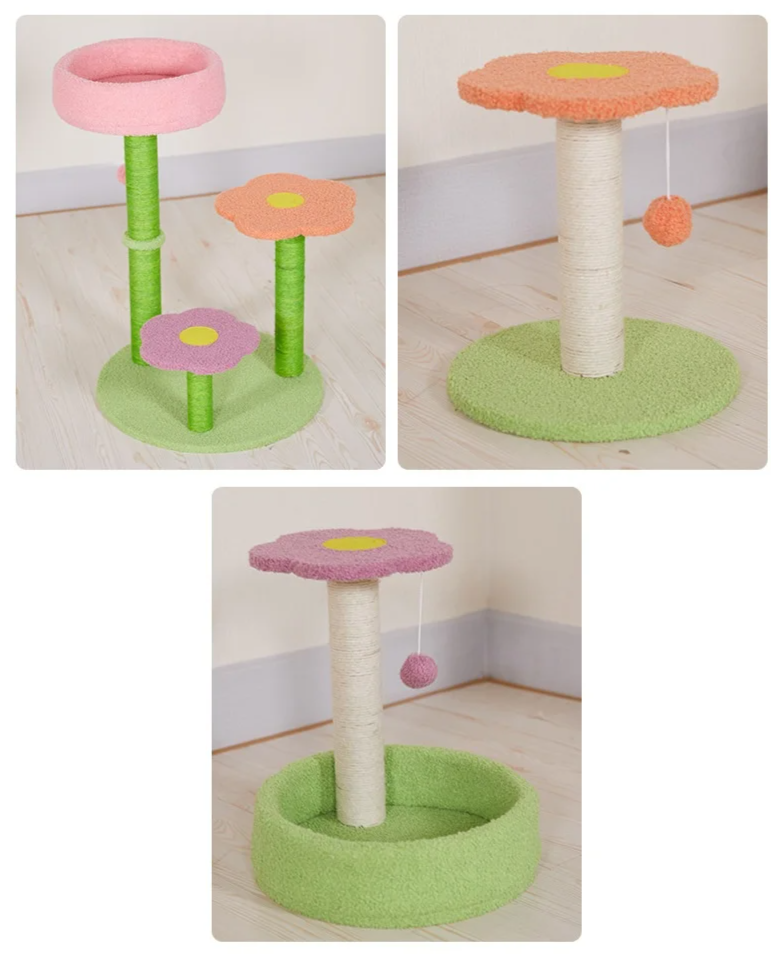 KlimPaws BloomNest Kratzbaum mit Sprungplattform und blütenförmigem Katzennest