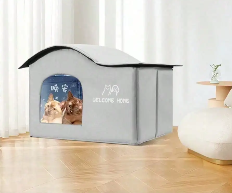 ThermaKool Faltbares, isolierendes Katzenhaus – 2-in-1: Kühlen & Wärmen mit Kühlakkus & Wendematratze