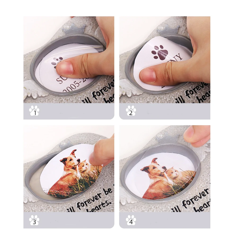 EternalPaw – Kreativer Gedenkstein aus Kunstharz mit Fotohalterung für Haustiere