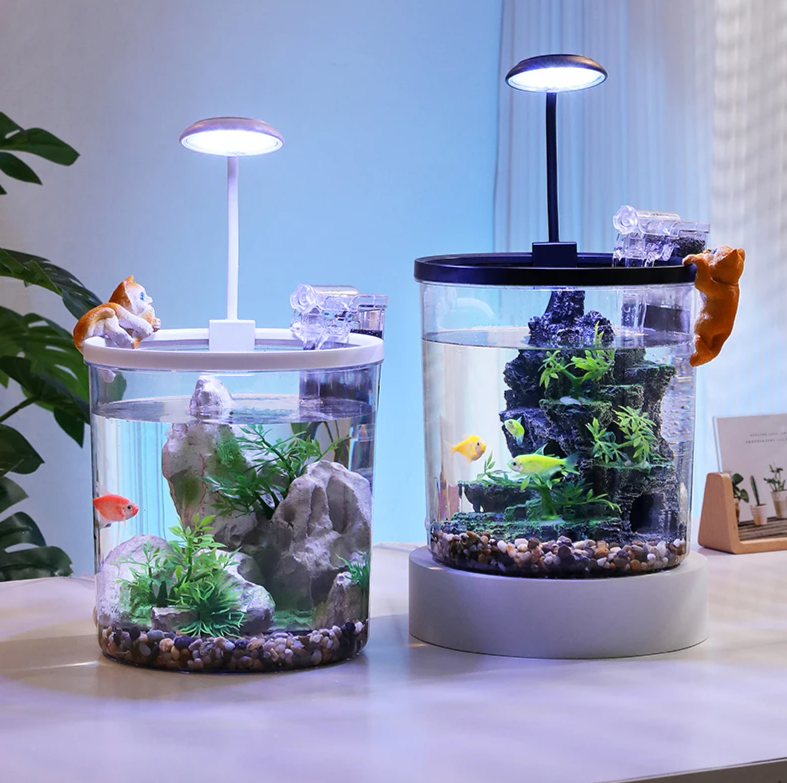 EcoFlow Kleines rundes Aquarium mit sauerstoffreichem Wasser