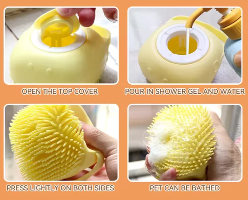 FellFreund Silikon-Massage- und Badebürste für Haustiere