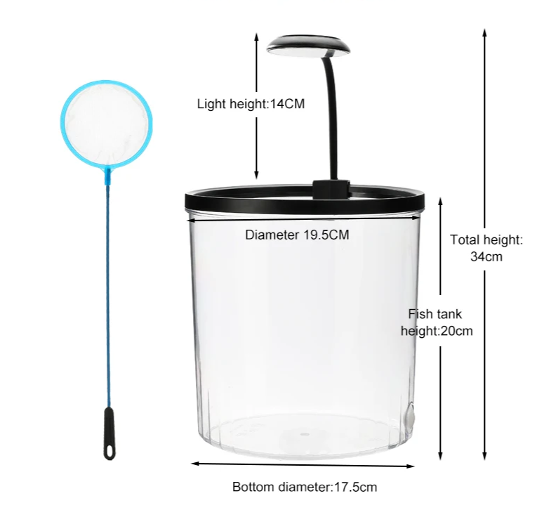 EcoFlow Kleines rundes Aquarium mit sauerstoffreichem Wasser