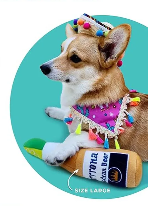 PawJoy interaktives Hundespielzeug in gelber Weinflasche