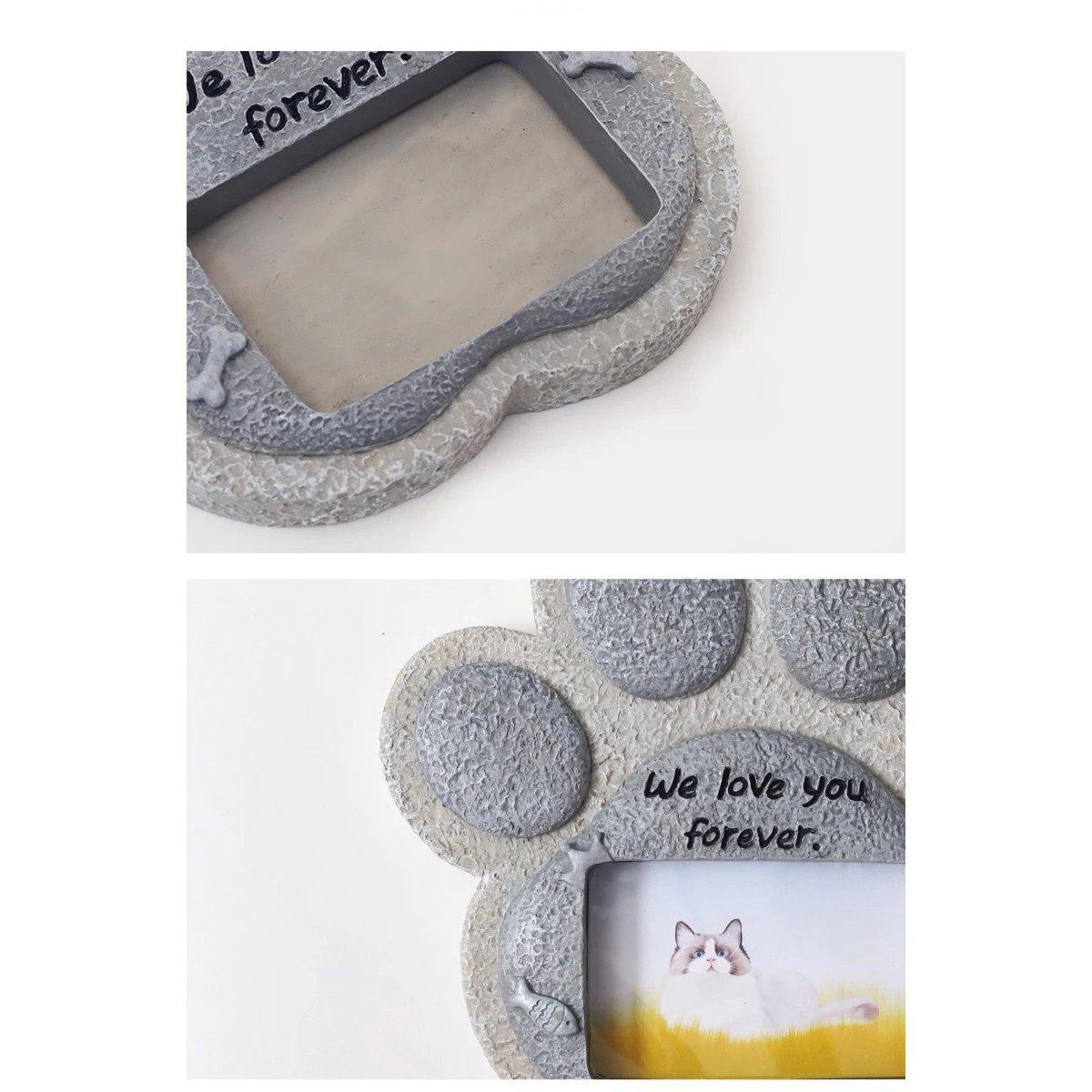 EternalPaw – Kreativer Gedenkstein aus Kunstharz mit Fotohalterung für Haustiere