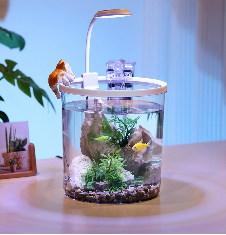 EcoFlow Kleines rundes Aquarium mit sauerstoffreichem Wasser