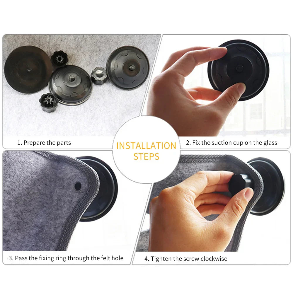 Katzen-Fensterhängematte aus Samt und Filz – 67 × 25 cm – Saugnapf – Tragkraft: 20 kg