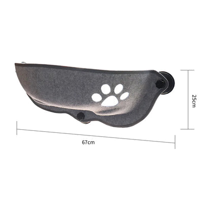 Katzen-Fensterhängematte aus Samt und Filz – 67 × 25 cm – Saugnapf – Tragkraft: 20 kg