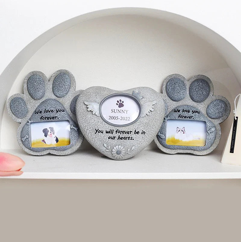 EternalPaw – Kreativer Gedenkstein aus Kunstharz mit Fotohalterung für Haustiere