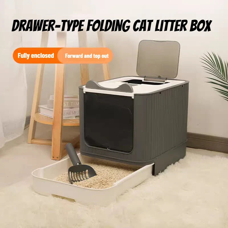 Geschlossene Katzentoilette mit Geruchsfilter – Extra groß & spritzwassergeschützt, Kunststoff