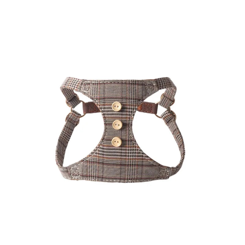 Britisches Karomuster – Verstellbares Hundegeschirr mit multifunktionaler Leine im britischen Stil