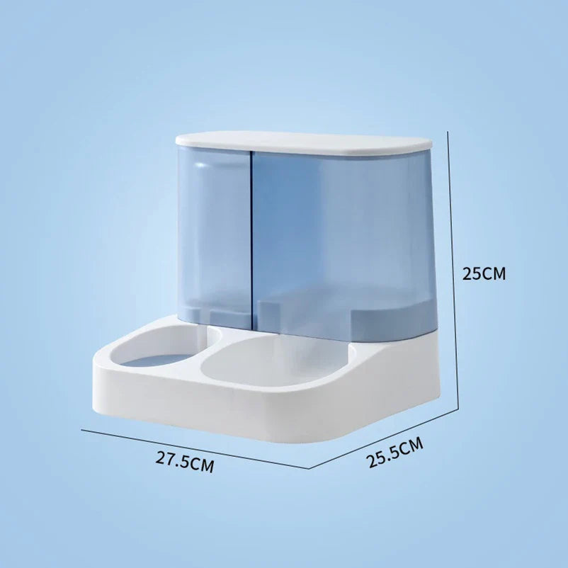 2-in-1-Napf und Wasserspender für Haustiere – Edelstahl & Kunststoff, Rosa/Blau/Weiß