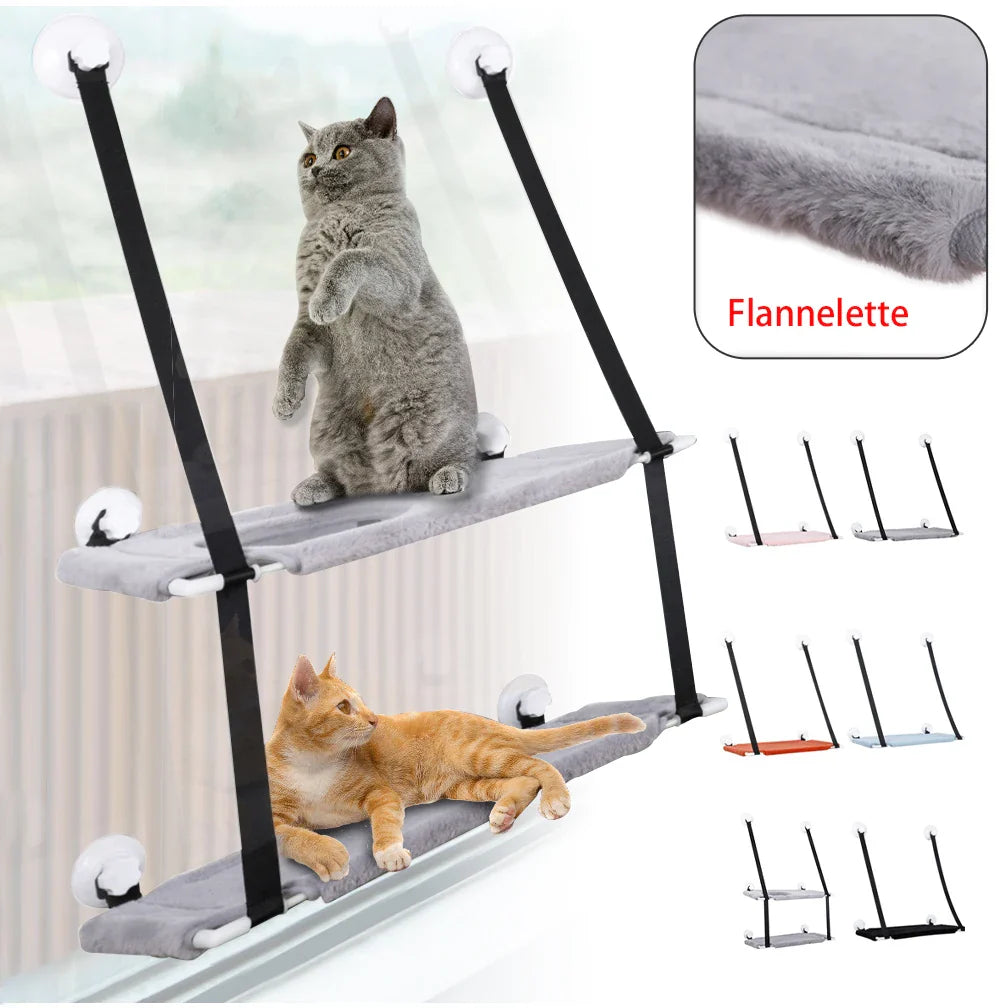 Winterliche Katzenhängematte aus Samt – Doppellagiger Cord – Saugnapf