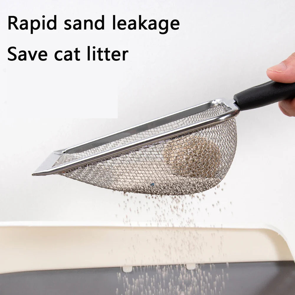 Katzenstreuschaufel aus Edelstahl – Silber, mit Aufhängehaken und Komfortgriff