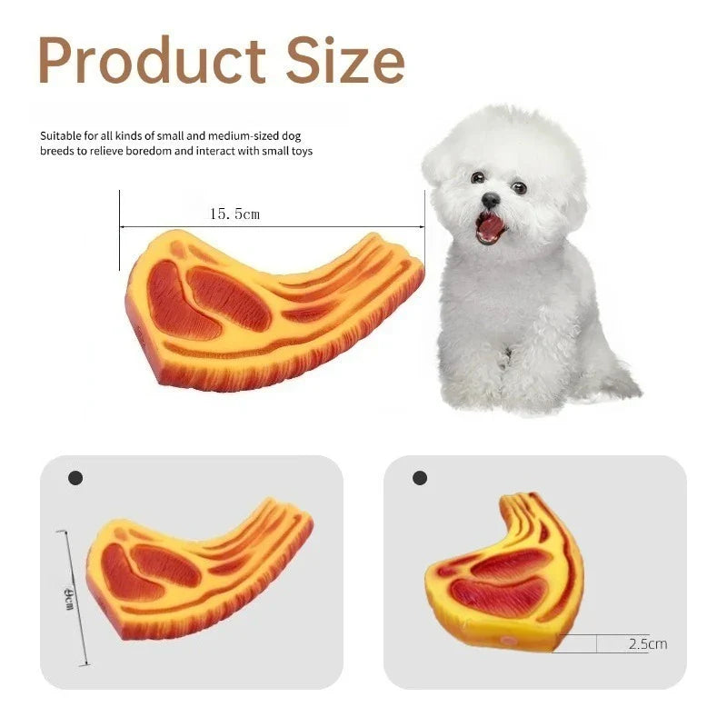 Kauspielzeug aus Gummi für Hunde – Steak-Design, 15 cm, mit Soundeffekten