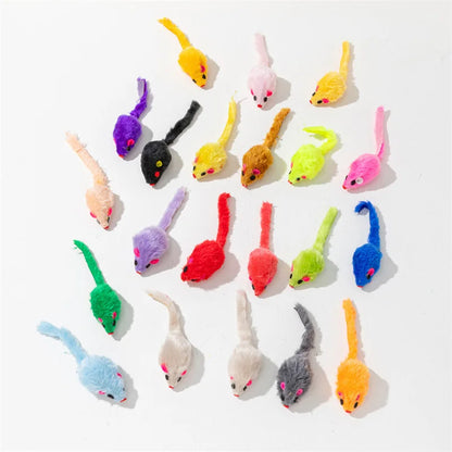 FurryHunt Katzen-Spielmaus – Kunstfell, Federschwanz & Regenbogen-Design