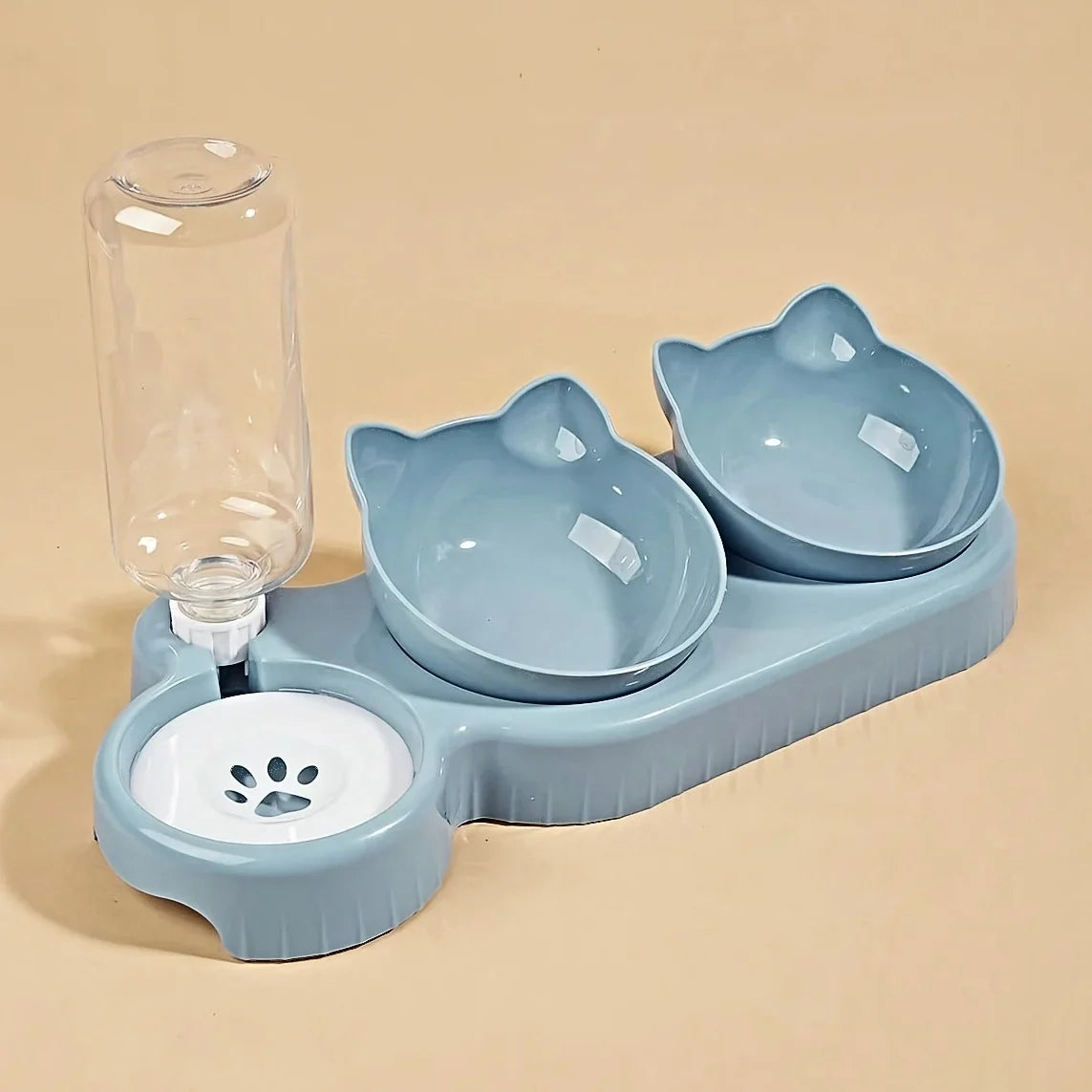 3-in-1 Katzenfutternapf-Set mit Wasserspender: Trinken & Fressen