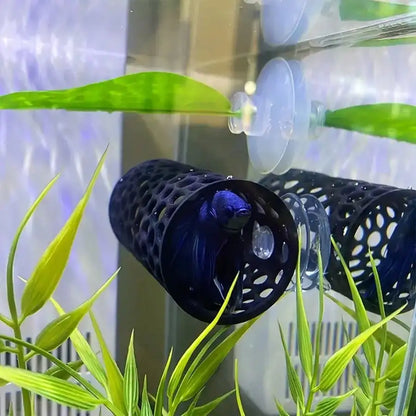 AquaHaven Schwarze Aquarium-Versteckröhre mit Saugnapf