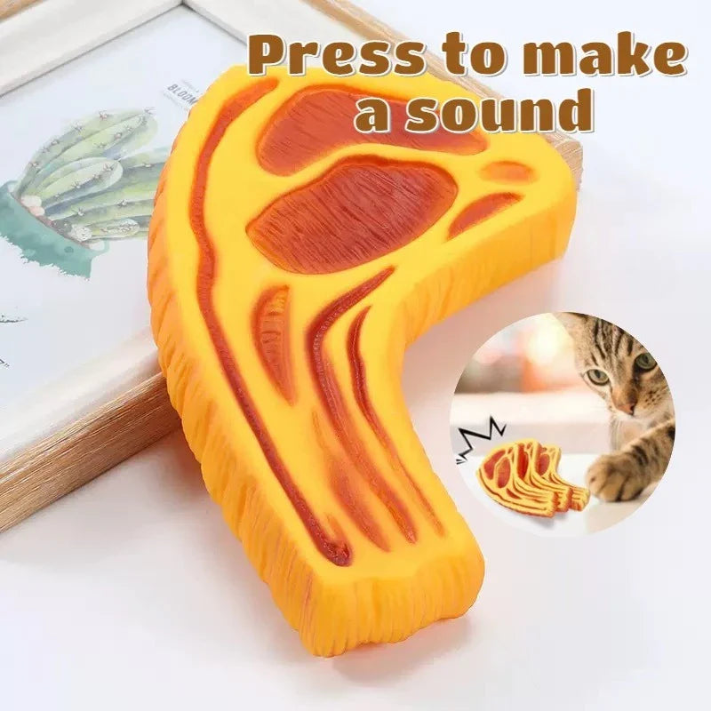 Kauspielzeug aus Gummi für Hunde – Steak-Design, 15 cm, mit Soundeffekten
