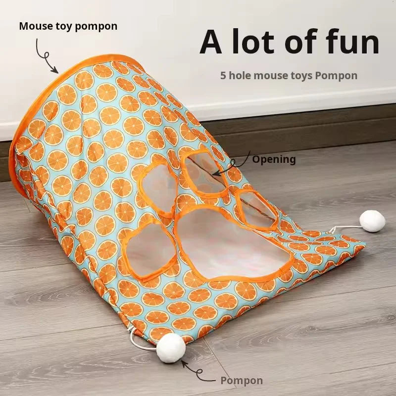 Knispernder Selbstspiel-Katzen Tunnel – Bissfestes Polyester Spielzeug