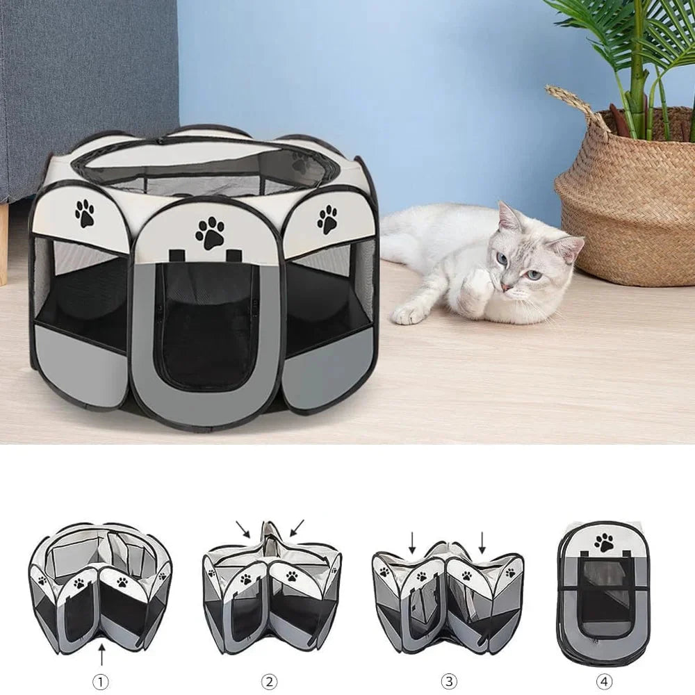 PETSFERA – Faltbarer achteckiger Haustierkäfig & Zelt