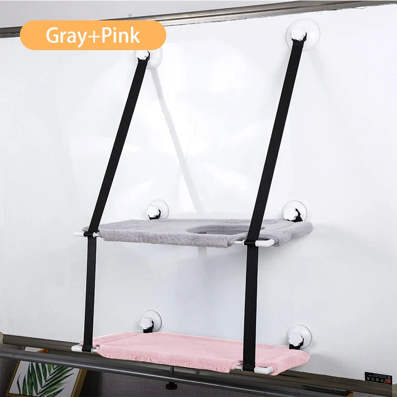 Winterliche Katzenhängematte aus Samt – Doppellagiger Cord – Saugnapf