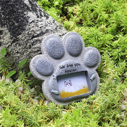 EternalPaw – Kreativer Gedenkstein aus Kunstharz mit Fotohalterung für Haustiere