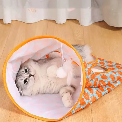 Knispernder Selbstspiel-Katzen Tunnel – Bissfestes Polyester Spielzeug