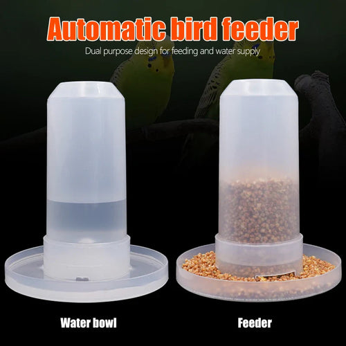 Automatischer Vogeltrinkbecher 350 ml – Transparenter Kunststoff mit Weiß