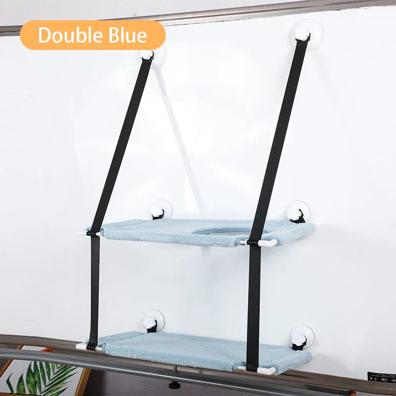 Winterliche Katzenhängematte aus Samt – Doppellagiger Cord – Saugnapf