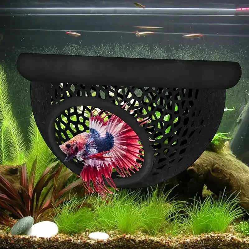 AquaHaven 3-in-1 Schwimmende Höhle & Futterring für Betta und Kleine Aquatische Haustiere