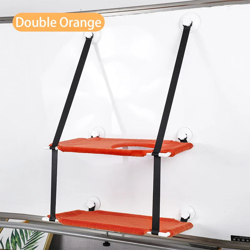 Winterliche Katzenhängematte aus Samt – Doppellagiger Cord – Saugnapf