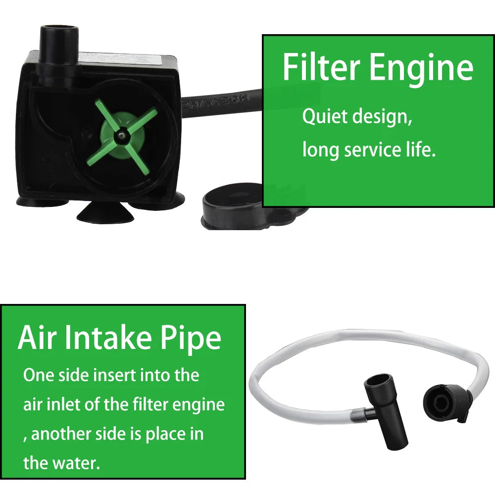 Tauchpumpe für Aquarien, 3–8 W, leise – Filter und Sauerstoff