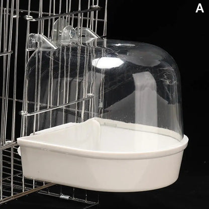Hängende Vogeltränke aus transparentem Kunststoff, 13,5 x 13,5 x 12,6 cm, für Käfige
