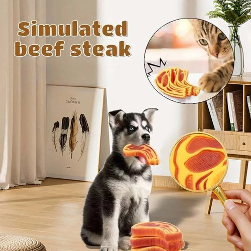 Kauspielzeug aus Gummi für Hunde – Steak-Design, 15 cm, mit Soundeffekten
