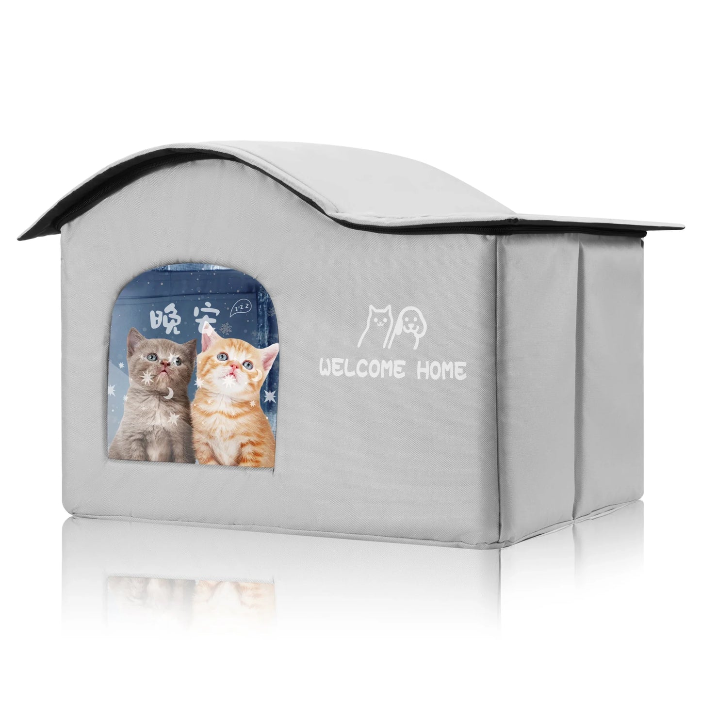 ThermaKool Faltbares, isolierendes Katzenhaus – 2-in-1: Kühlen & Wärmen mit Kühlakkus & Wendematratze