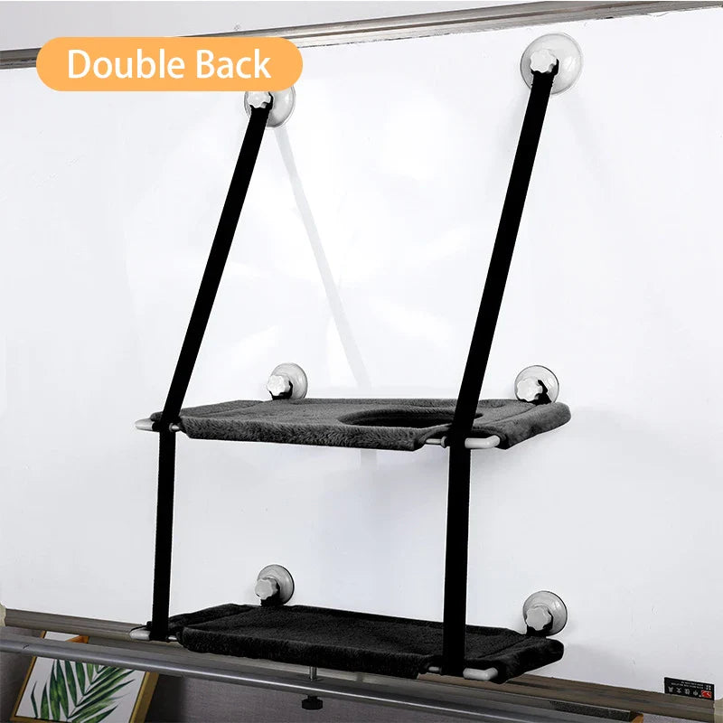 Winterliche Katzenhängematte aus Samt – Doppellagiger Cord – Saugnapf